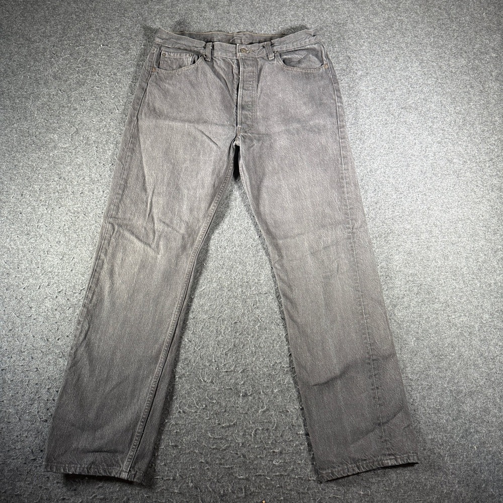 Vintage 80s Levi's 501-0658 Black Jeans USA 36x30 Button Fly Faded Gray 1988
